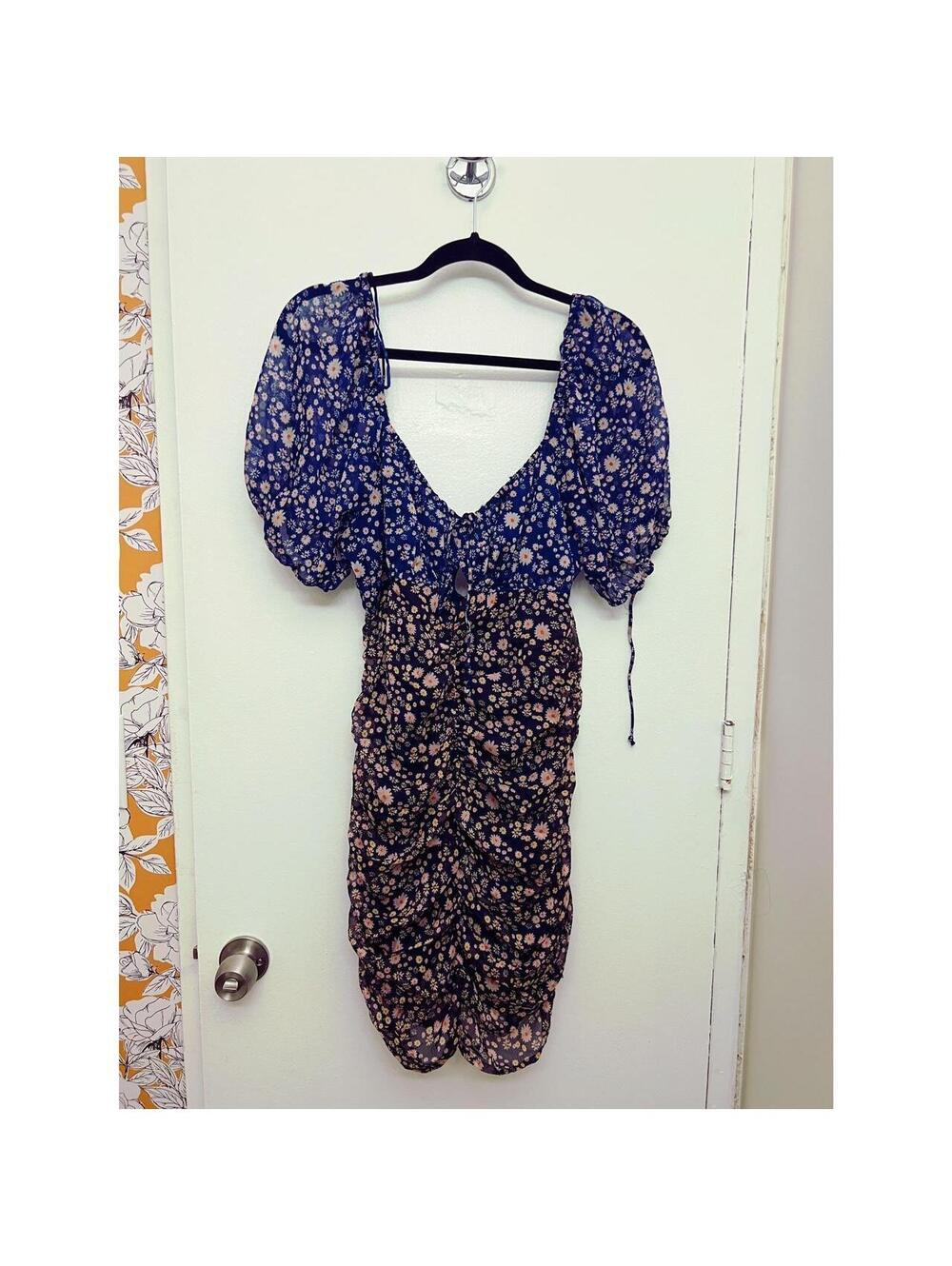 Free people chiffon two tone floral dress worn once